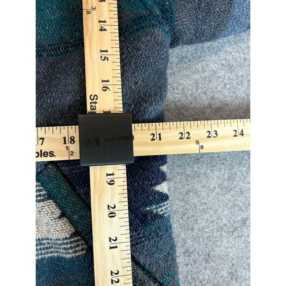 Vintage 90s Braetan Geometric Cardigan Womens Large Blue Snap Button Preppy - Picture 4 of 6